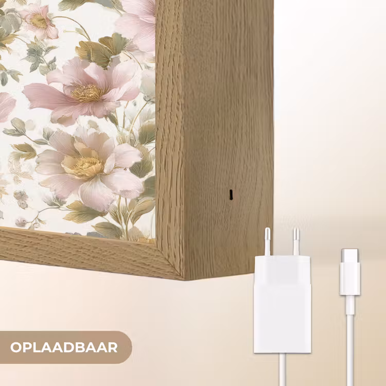 Bloemen - Patroon - Pastel Light Box met batterij (Wandlamp) middel 907 -USP_websiteoplaadbaarNL