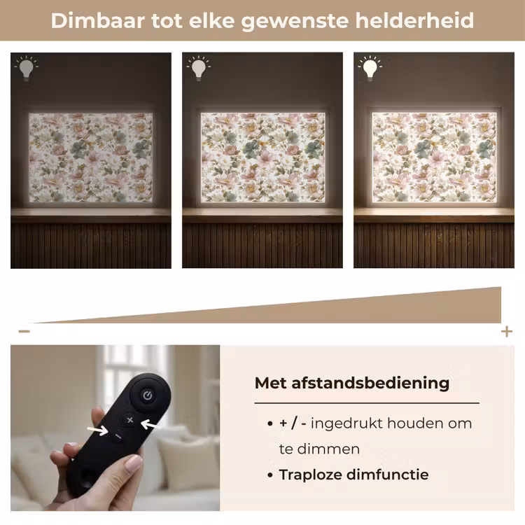 Bloemen - Patroon - Pastel Light Box met batterij (Wandlamp) middel 907 -USP_dimbaarNL