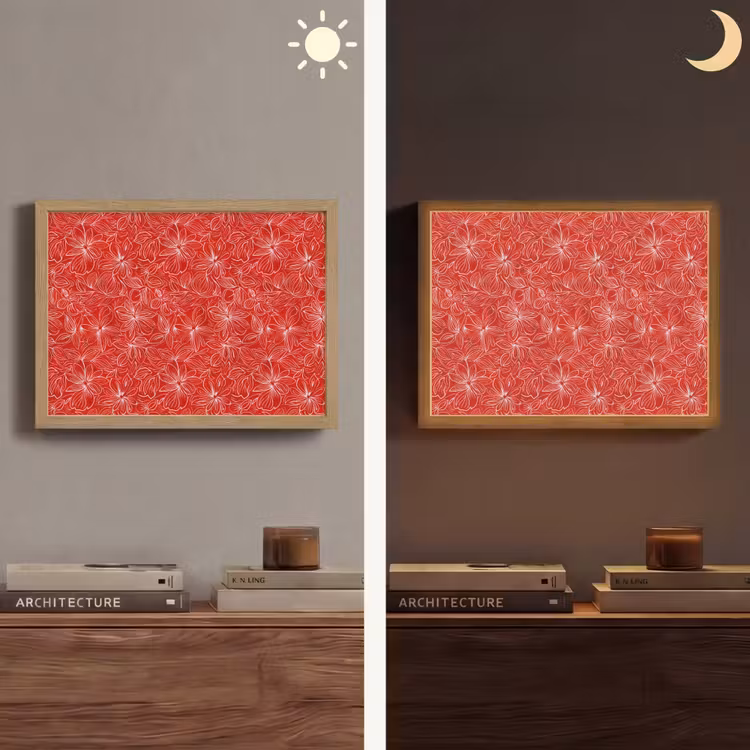 Bloemen - Patroon - Rood Light Box met batterij (Wandlamp) middel 907 -sfeer3
