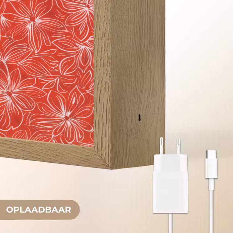 Bloemen - Patroon - Rood Light Box met batterij (Wandlamp) middel 907 -USP_websiteoplaadbaarNL
