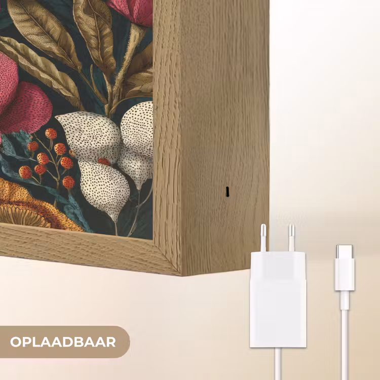 Bloemen - Patroon - Rood - Goud Light Box met batterij (Wandlamp) middel 907 -USP_websiteoplaadbaarNL