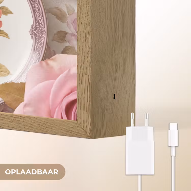 Bloemen - Patroon - Vintage - Roze - Decoratie Light Box met batterij (Wandlamp) middel -USP_websiteoplaadbaarNL