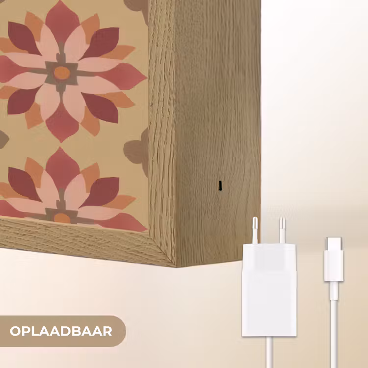 Bloemen - Retro - Groen Light Box met batterij (Wandlamp) middel 907 -USP_websiteoplaadbaarNL