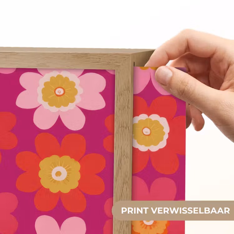Bloemen - Retro - Kleurrijk Light Box met batterij (Wandlamp) middel 907 -USP_websiteprintNL