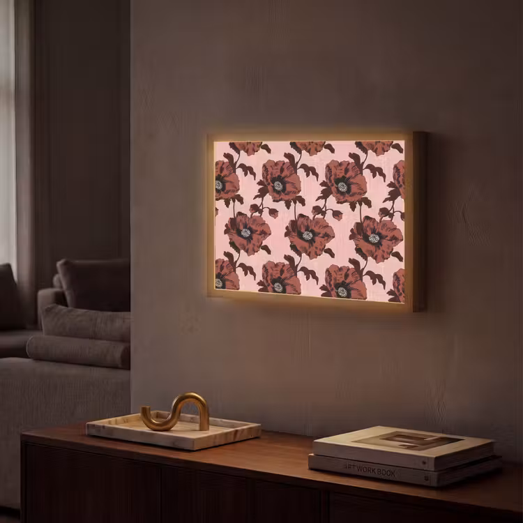 Bloemen - Retro - Rood Light Box met batterij (Wandlamp) middel 907 -sfeer1