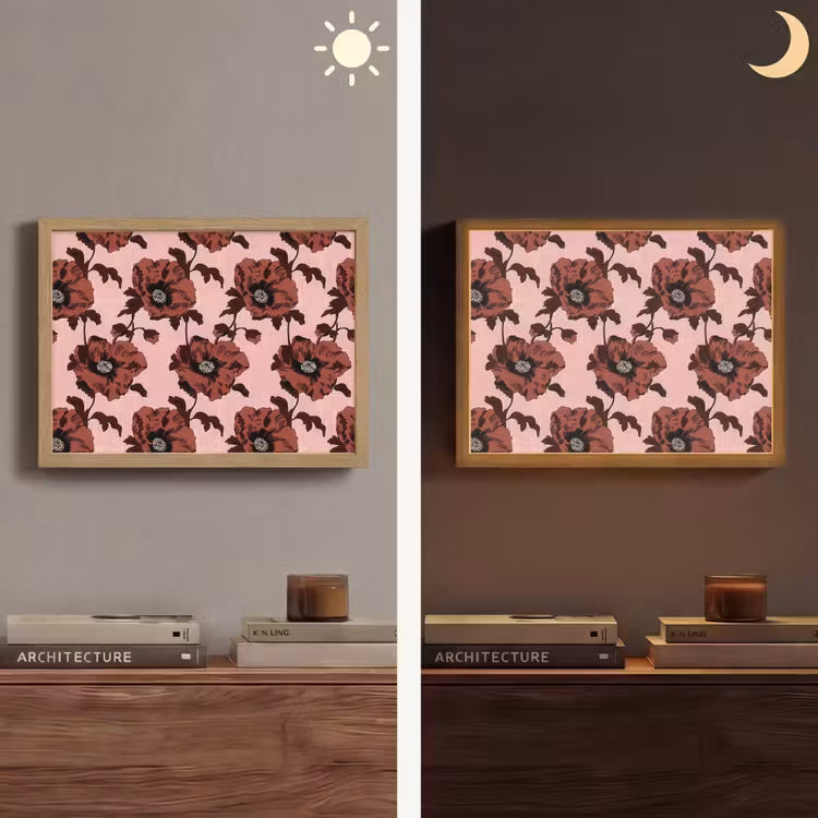 Bloemen - Retro - Rood Light Box met batterij (Wandlamp) middel 907 -sfeer3