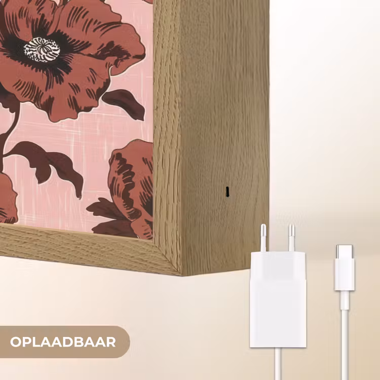 Bloemen - Retro - Rood Light Box met batterij (Wandlamp) middel 907 -USP_websiteoplaadbaarNL