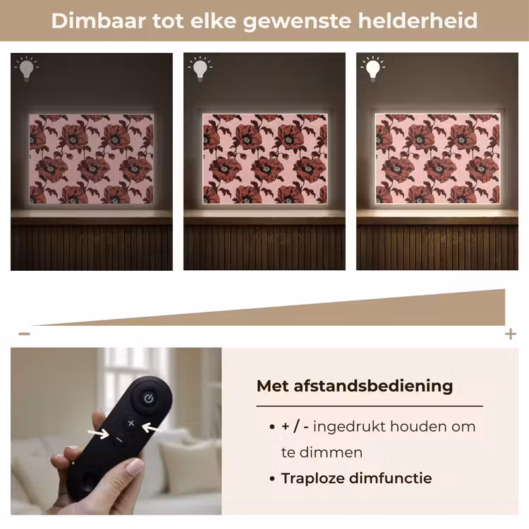 Bloemen - Retro - Rood Light Box met batterij (Wandlamp) middel 907 -USP_dimbaarNL