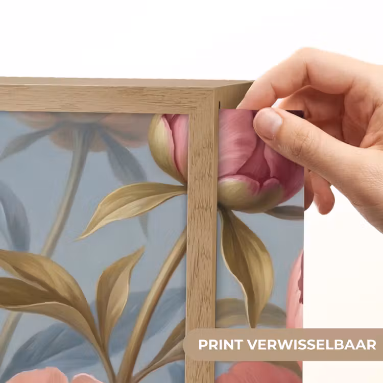 Bloemen - Roze - Beige - Modern - Natuur Light Box met batterij (Wandlamp) middel -USP_websiteprintNL
