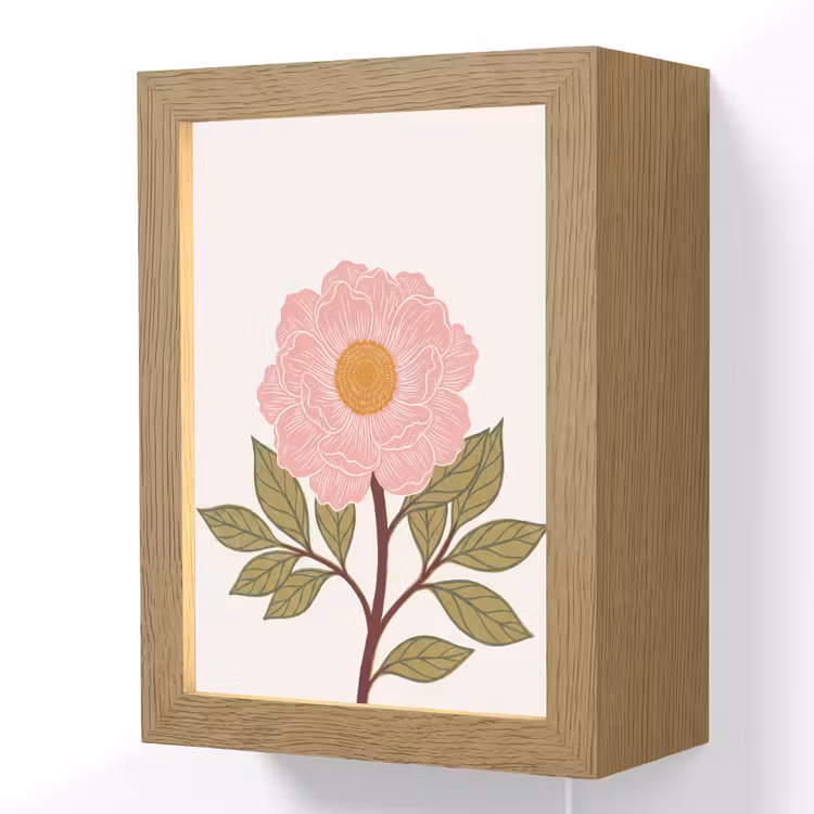 Lightbox - Wandlamp - Bloemen - Roze - Illustratie - Bloemen - Roze - Illustratie Light Box met kabel (Wandlamp) klein