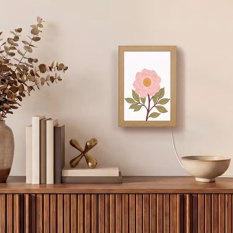 Lightbox - Wandlamp - Bloemen - Roze - Illustratie - Bloemen - Roze - Illustratie Light Box met kabel (Wandlamp) klein