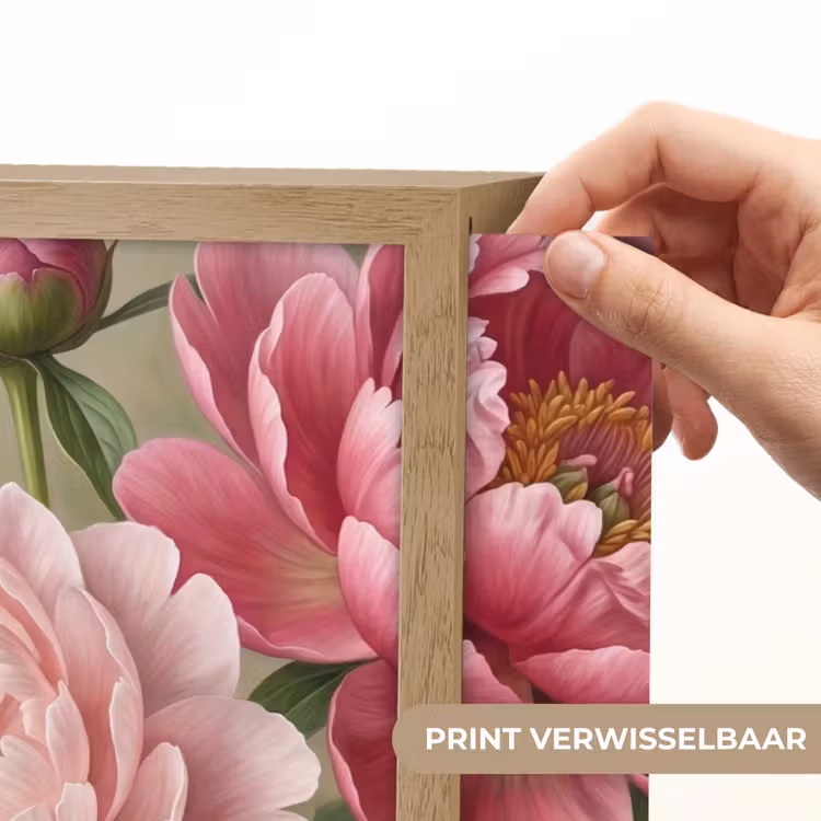 Bloemen - Roze - Klassiek - Gedetailleerd - Natuur Light Box met batterij (Wandlamp) middel -USP_websiteprintNL
