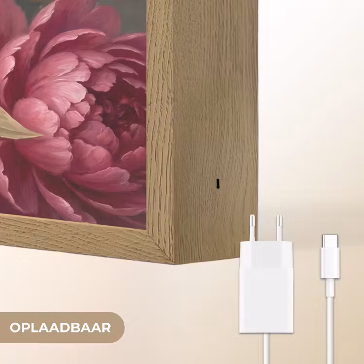 Bloemen - Roze - Klassiek - Natuur Light Box met batterij (Wandlamp) middel -USP_websiteoplaadbaarNL