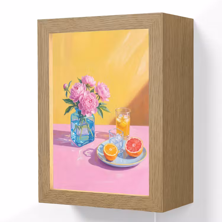 Lightbox - Wandlamp - Bloemen - Roze - Modern - Bloemen - Roze - Modern Light Box met kabel (Wandlamp) klein
