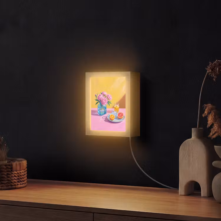 Lightbox - Wandlamp - Bloemen - Roze - Modern - Bloemen - Roze - Modern Light Box met kabel (Wandlamp) klein