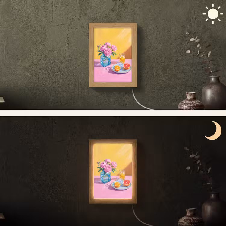 Lightbox - Wandlamp - Bloemen - Roze - Modern - Bloemen - Roze - Modern Light Box met kabel (Wandlamp) klein