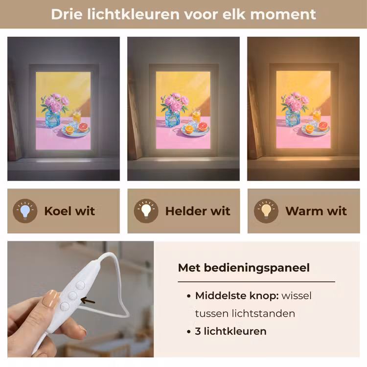 Lightbox - Wandlamp - Bloemen - Roze - Modern - Bloemen - Roze - Modern Light Box met kabel (Wandlamp) klein