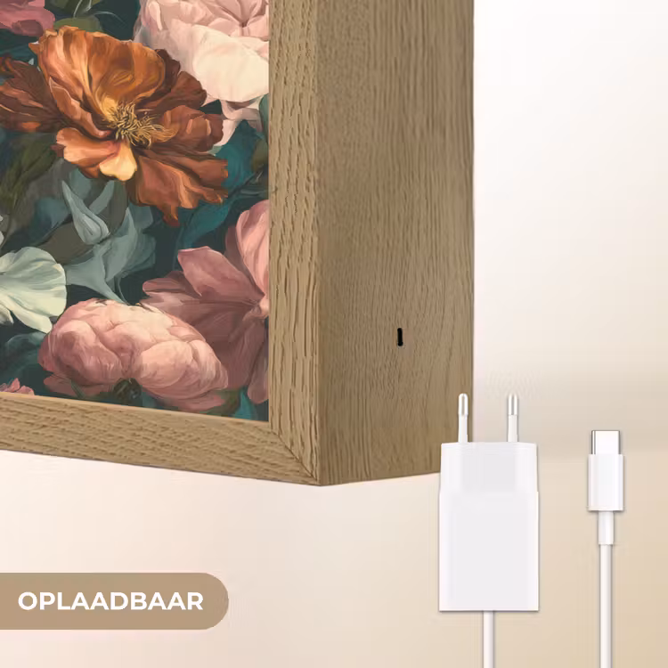 Bloemen - Schilderachtig - Patroon - Roze Light Box met batterij (Wandlamp) middel 907 -USP_websiteoplaadbaarNL