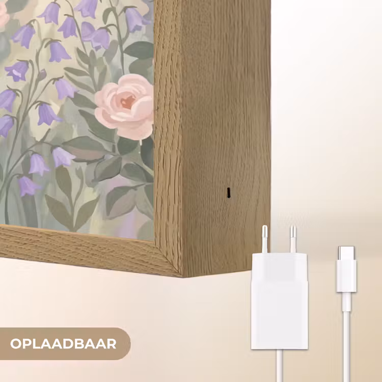 Bloemen - Tuin - Natuur - Kleurrijk Light Box met batterij (Wandlamp) middel -USP_websiteoplaadbaarNL
