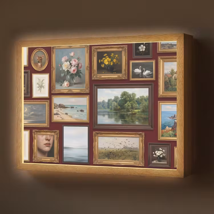 Bloemen - Vaas - Klassiek - Kunst - Rood Light Box met batterij (Wandlamp) middel -z3d_website