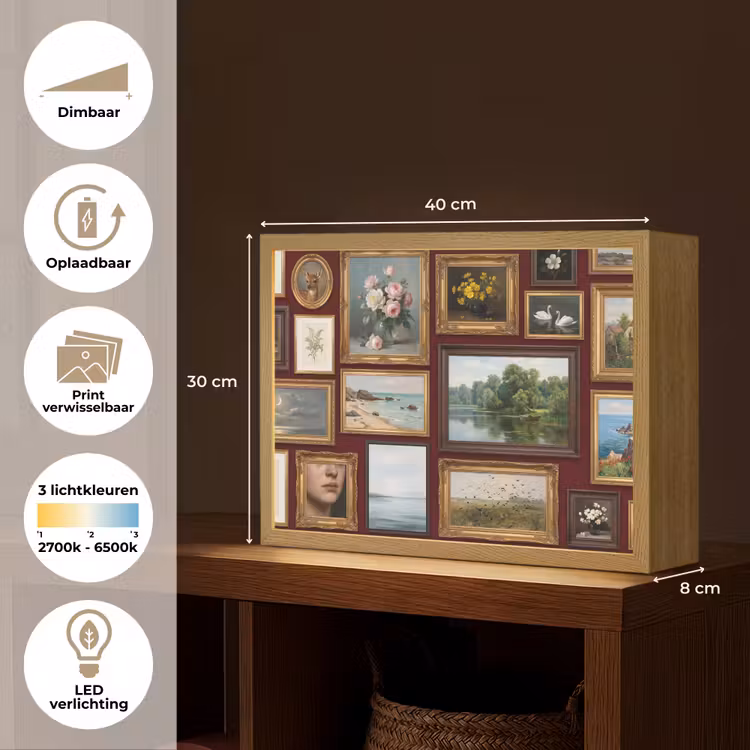 Bloemen - Vaas - Klassiek - Kunst - Rood Light Box met batterij (Wandlamp) middel -USP_websiteoverzichtNL