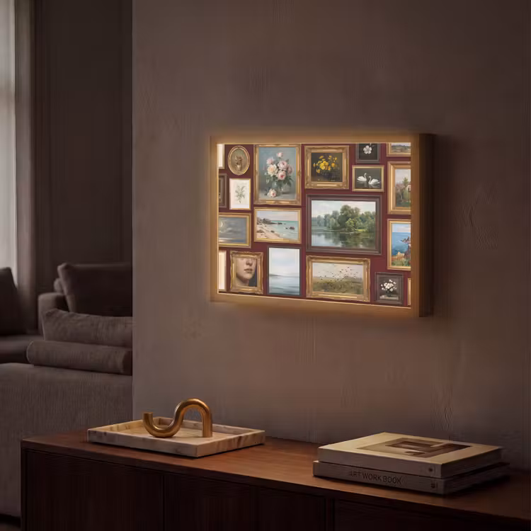 Bloemen - Vaas - Klassiek - Kunst - Rood Light Box met batterij (Wandlamp) middel -sfeer1