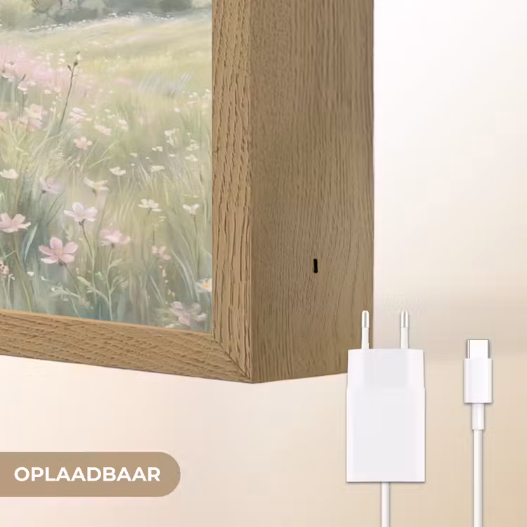 Bloemen veld - Bloemen - Groen Light Box met batterij (Wandlamp) middel -USP_websiteoplaadbaarNL