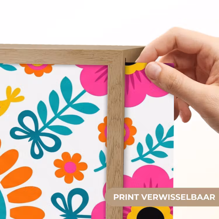 Bloemen - Vogel - Patroon - Kleurrijk - Modern Light Box met batterij (Wandlamp) middel -USP_websiteprintNL
