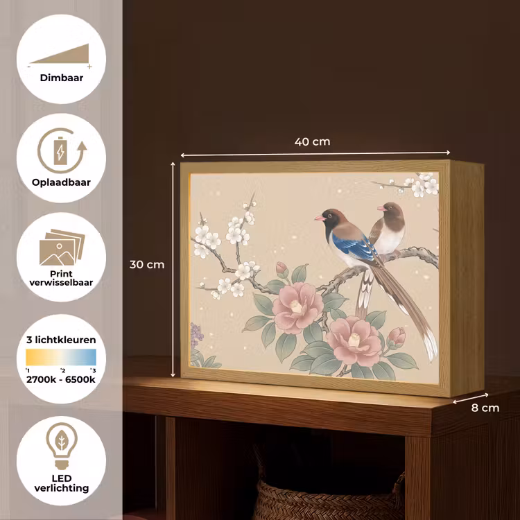 Bloemen - Vogels - Bloemen Light Box met batterij (Wandlamp) middel -USP_websiteoverzichtNL