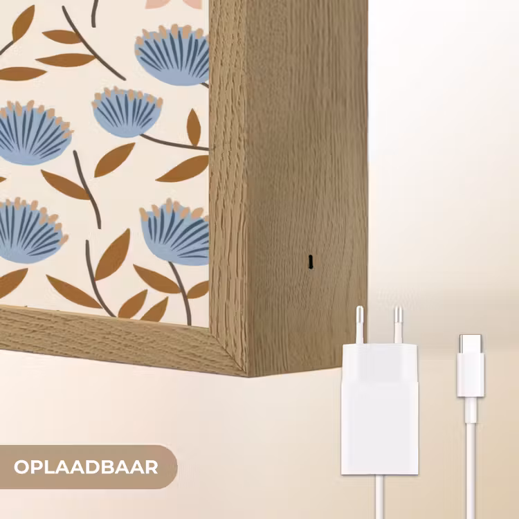 Bloemen - Wild - Blauw Light Box met batterij (Wandlamp) middel 907 -USP_websiteoplaadbaarNL