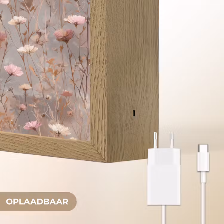Bloemen - Wild - Pastel Light Box met batterij (Wandlamp) middel 907 -USP_websiteoplaadbaarNL
