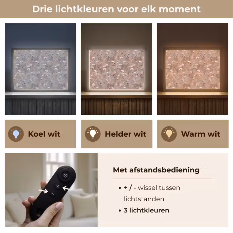 Bloemen - Wild - Pastel Light Box met batterij (Wandlamp) middel 907 -USP_lichtkleurNL