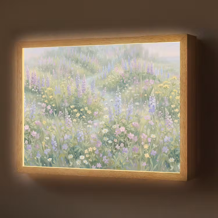 Bloemenveld - Heuvels - Kleurrijk Light Box met batterij (Wandlamp) middel -z3d_website