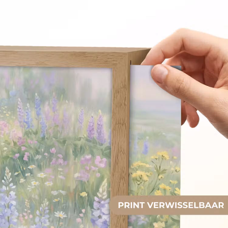Bloemenveld - Heuvels - Kleurrijk Light Box met batterij (Wandlamp) middel -USP_websiteprintNL
