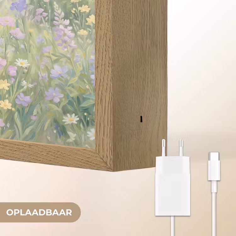 Bloemenveld - Heuvels - Kleurrijk Light Box met batterij (Wandlamp) middel -USP_websiteoplaadbaarNL