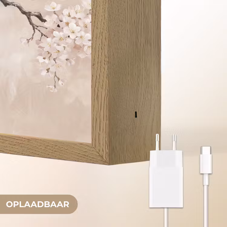 Bloesem - Illustratie - Taupe Light Box met batterij (Wandlamp) middel -USP_websiteoplaadbaarNL