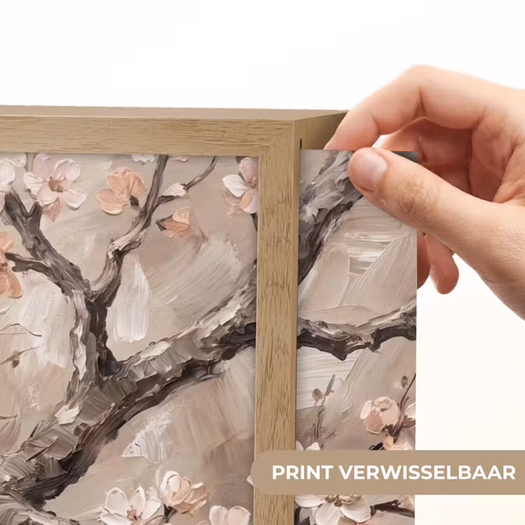 Bloesem - Takken - Schilderij - Beige - Serene Light Box met batterij (Wandlamp) middel -USP_websiteprintNL
