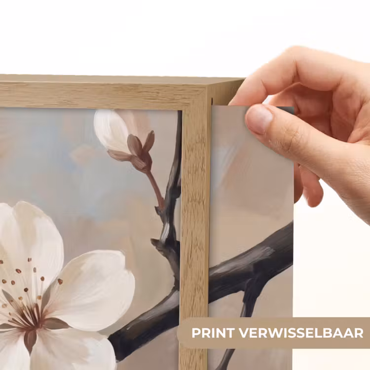 Bloesem - Takken - Schilderij - Beige - Serene Light Box met batterij (Wandlamp) middel -USP_websiteprintNL