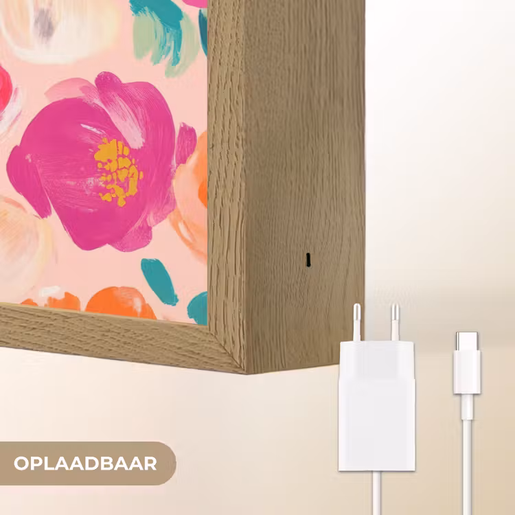 Bloesems - Vrolijk - Kleurrijk Light Box met batterij (Wandlamp) middel 907 -USP_websiteoplaadbaarNL