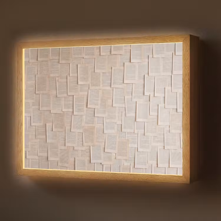 Boekpagina - Collage - Literatuur - Vintage - Beige Light Box met batterij (Wandlamp) middel -z3d_website