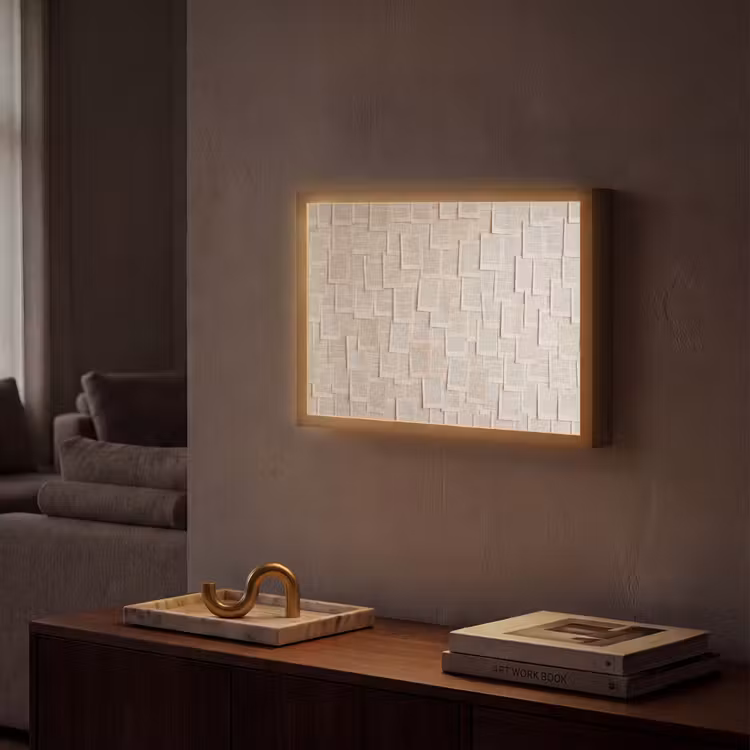 Boekpagina - Collage - Literatuur - Vintage - Beige Light Box met batterij (Wandlamp) middel -sfeer1