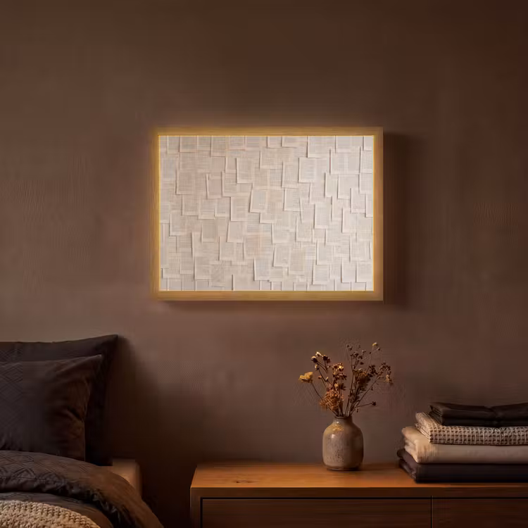 Boekpagina - Collage - Literatuur - Vintage - Beige Light Box met batterij (Wandlamp) middel -sfeer4