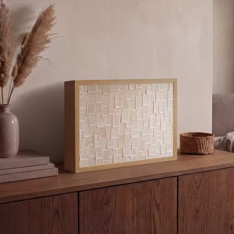 Boekpagina - Collage - Literatuur - Vintage - Beige Light Box met batterij (Wandlamp) middel -sfeer2