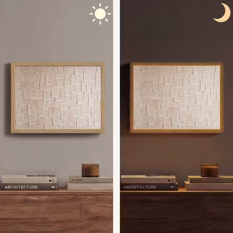 Boekpagina - Collage - Literatuur - Vintage - Beige Light Box met batterij (Wandlamp) middel -sfeer3
