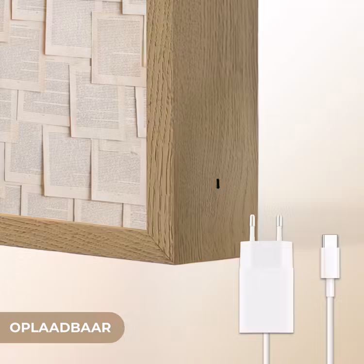 Boekpagina - Collage - Literatuur - Vintage - Beige Light Box met batterij (Wandlamp) middel -USP_websiteoplaadbaarNL