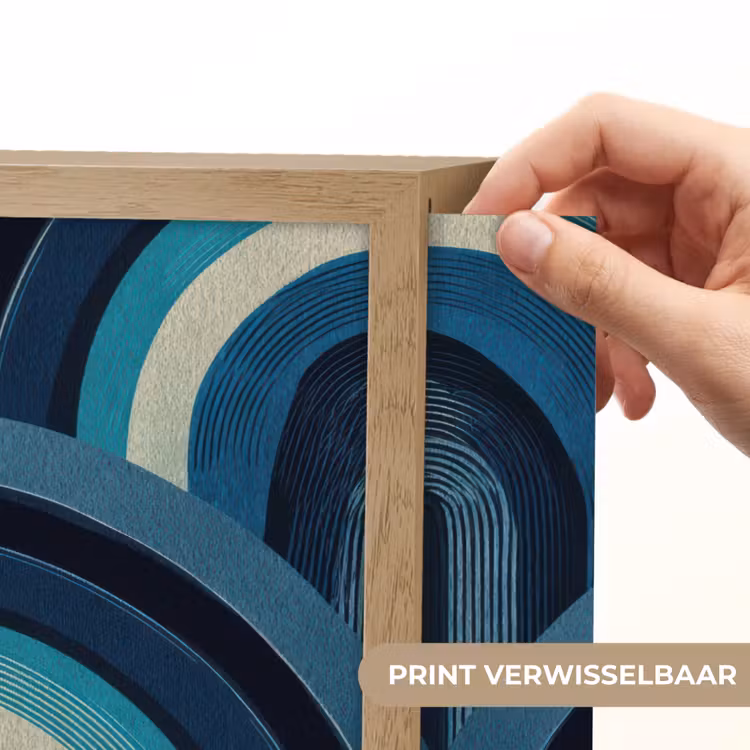 Bogen - Geometrisch - Patroon - Blauw - Retro Light Box met batterij (Wandlamp) middel 907 -USP_websiteprintNL