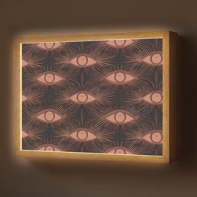 Boheems - Oog - Bruin Light Box met batterij (Wandlamp) middel 907 -z3d_website