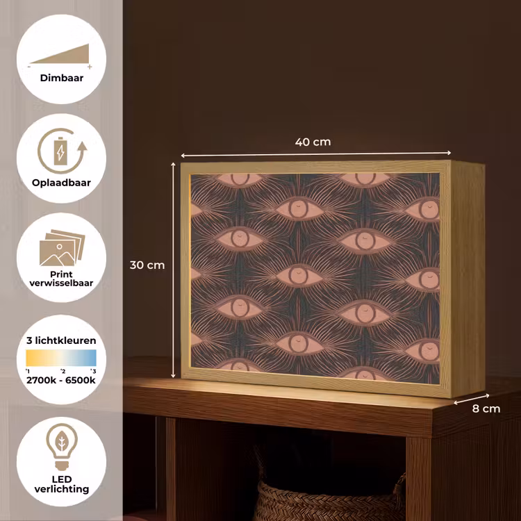 Boheems - Oog - Bruin Light Box met batterij (Wandlamp) middel 907 -USP_websiteoverzichtNL