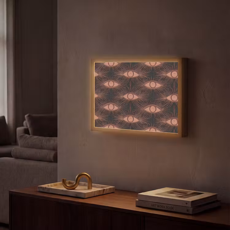 Boheems - Oog - Bruin Light Box met batterij (Wandlamp) middel 907 -sfeer1