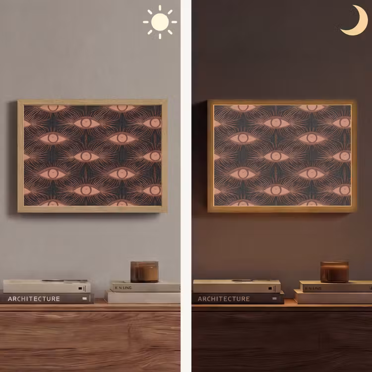 Boheems - Oog - Bruin Light Box met batterij (Wandlamp) middel 907 -sfeer3